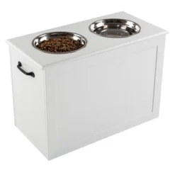 Elevated Dog Bowls With Storage - 16-Inch-Tall Feeding Tray With Hidden Storage Space For Pet Supplies - 50oz Capacity Bowls By PETMAKER (White) 17 Elevated Dog Bowls With Storage - 16-Inch-Tall Feeding Tray With Hidden Storage Space For Pet Supplies - 50oz Capacity Bowls By PETMAKER (White) -PawHut Sales Store GUEST 361b6182 223a 47bb 99d7 aa3402c620c0