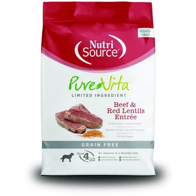NutriSource PureVita Grain Free Beef & Red Lentils Entree Dry Dog Food - 25 Lbs 1 NutriSource PureVita Grain Free Beef & Red Lentils Entree Dry Dog Food - 25 Lbs