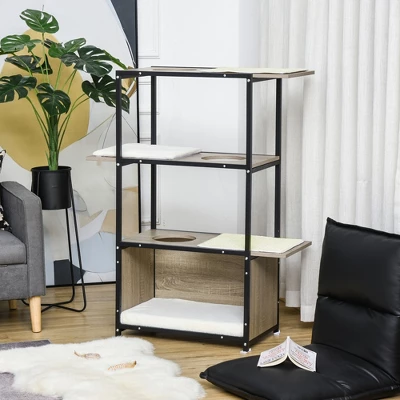 PawHut 48"H Cat Tree Cat Activity Tower With 3 Climbing Platforms, 1 Condo, Scratch Pad And Removable Cushions, Gray/Black 1 PawHut 48"H Cat Tree Cat Activity Tower With 3 Climbing Platforms, 1 Condo, Scratch Pad And Removable Cushions, Gray/Black