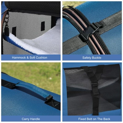 PawHut 39" Portable Soft-Sided Pet Cat Carrier With Divider, Two Compartments, Soft Cushions, & Storage Bag 4 PawHut 39" Portable Soft-Sided Pet Cat Carrier With Divider, Two Compartments, Soft Cushions, & Storage Bag - Image 4