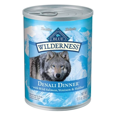 Blue Buffalo Wilderness Grain Free Wet Dog Food Denali Dinner With Wild Salmon, Venison & Halibut Fish - 12.5oz/12ct Pack 2 Blue Buffalo Wilderness Grain Free Wet Dog Food Denali Dinner With Wild Salmon, Venison & Halibut Fish - 12.5oz/12ct Pack - Image 2