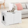 Costway Cat Litter Box Cabinet Furniture Cat Washroom Storage Bench