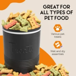 Amici Pet Retro Metal Storage Canister Treats Jar, 72 Oz. , Matte Black -PawHut Sales Store GUEST 3f76463a 28e2 41cb b9b7 f5b40adb17cb