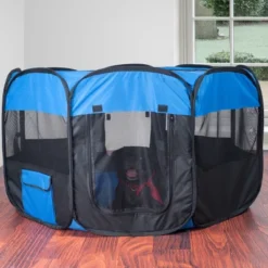 Pet Adobe Portable Pop-Up Octagon Pet Playpen - Blue/Black -PawHut Sales Store GUEST 402ff7b3 4aa0 4c4e 8442 52c9062f1814