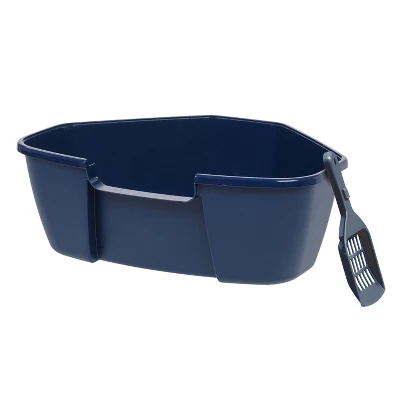 IRIS USA Cat Litter Box Cat Litter Pan With Scoop, Navy 5 IRIS USA Cat Litter Box Cat Litter Pan With Scoop, Navy - Image 5