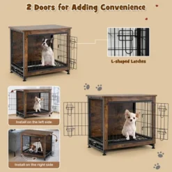 Tangkula Wooden Dog Crate Furniture With Tray Double Door Dog Kennels End Table -PawHut Sales Store GUEST 41095151 8721 4698 90a2 39dac98ec133