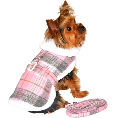 Doggie Design Fleece-Lined Dog Harness Coat - Pink & White Plaid 6 Doggie Design Fleece-Lined Dog Harness Coat - Pink & White Plaid - Image 6