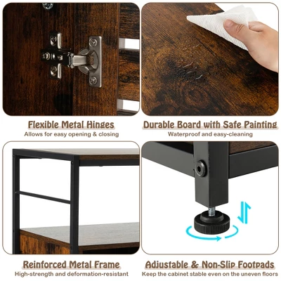 Costway Cat Litter Box Enclosure With Louvered Door& 3-Tier Shelf Cat House Side Table 5 Costway Cat Litter Box Enclosure With Louvered Door& 3-Tier Shelf Cat House Side Table - Image 5