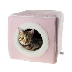 Cat House - Indoor Bed With Removable Foam Cushion - Cat Cave For Puppies, Rabbits, Guinea Pigs, Hedgehogs, And Other Small Animals By PETMAKER (Pink) -PawHut Sales Store GUEST 463890b4 5225 4832 8a9f 98bf8e90fffc