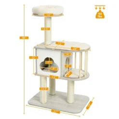 Costway 46'' Modern Wooden Cat Tree With Platform & Washable Cushions For Cats & Kittens