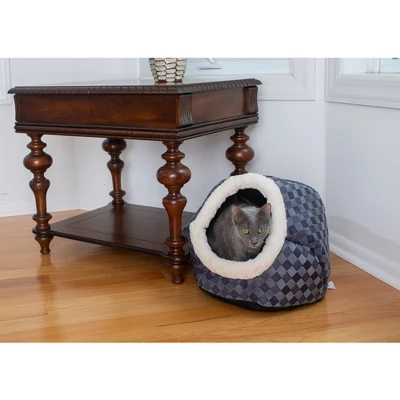 Armarkat Cuddle Cave Cat Bed C44 For Cats & Puppy Dogs, Blue Checkered 1 Armarkat Cuddle Cave Cat Bed C44 For Cats & Puppy Dogs, Blue Checkered