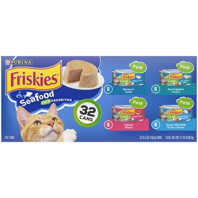 Purina Friskies Paté Wet Cat Food Seafood Fish Flavor Favorites - 5.5oz/32ct Variety Pack 1 Purina Friskies Paté Wet Cat Food Seafood Fish Flavor Favorites - 5.5oz/32ct Variety Pack