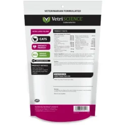 VetriScience Vetri Liver Feline, Liver Support And Detoxification For Cats, Chicken Flavor, 120 Bite-sized Chews