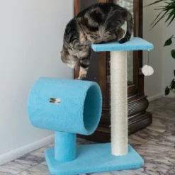 Armarkat Sky Blue 25" Real Wood Cat Tree With Scratcher And Tunnel For Privacy And Hiding, B2501 -PawHut Sales Store GUEST 5173312f d9f1 4d90 9066 b794f8f930f4