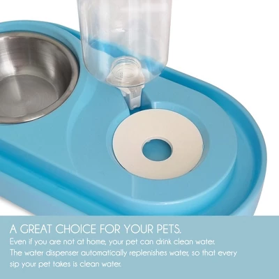 Dog & Cat Food And Water Dispenser Set, Double Dog & Cat Bowls With Steel Bowl, Pet Refillable Water Bowl 4 Dog & Cat Food And Water Dispenser Set, Double Dog & Cat Bowls With Steel Bowl, Pet Refillable Water Bowl - Image 4