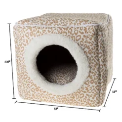 Pet Adobe Enclosed Cave Cat Bed - Tan And White