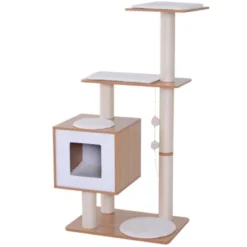 PawHut 47” Modern Cat Tree Multi-Level Scratching Post With Cube Cave Enclosure - Oak Wood 10 PawHut 47” Modern Cat Tree Multi-Level Scratching Post With Cube Cave Enclosure - Oak Wood -PawHut Sales Store GUEST 545f14ae 4e07 467f 8eca 7e83be28e6e8