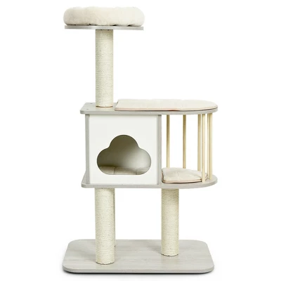 Costway 46'' Modern Wooden Cat Tree With Platform & Washable Cushions For Cats & Kittens 8 Costway 46'' Modern Wooden Cat Tree With Platform & Washable Cushions For Cats & Kittens - Image 8