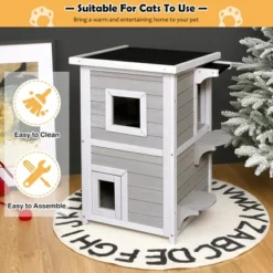 Costway 2-Tier Wooden Cat House Outdoor Kitty Shelter W/ Escape Door Rainproof 12 Costway 2-Tier Wooden Cat House Outdoor Kitty Shelter W/ Escape Door Rainproof -PawHut Sales Store GUEST 59800f0d a79a 438a b453 3efded092849