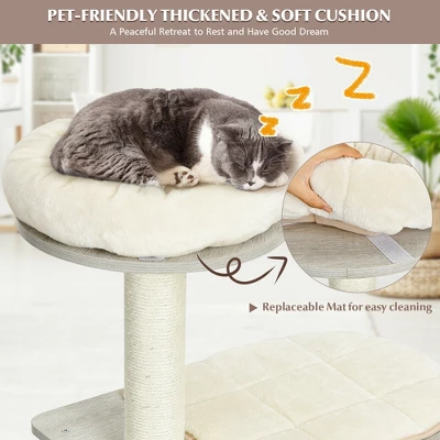 Costway 46'' Modern Wooden Cat Tree With Platform & Washable Cushions For Cats & Kittens 5 Costway 46'' Modern Wooden Cat Tree With Platform & Washable Cushions For Cats & Kittens - Image 5