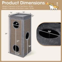 Costway 4-Story Cat House 39'' Cat Condo With Scratching Posts & 4 Soft Plush Cushions Gray/Natural -PawHut Sales Store GUEST 5a6740a2 9216 43f0 b2e9 d8ff3b0bb7df
