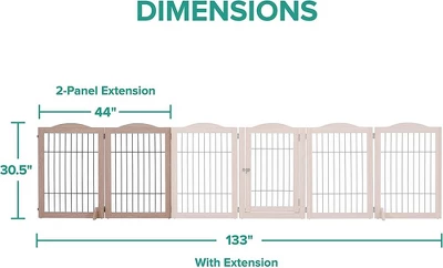 Arf Pets 30.5" Tall Freestanding Folding Dog Gate Extension - Walnut 2 Arf Pets 30.5" Tall Freestanding Folding Dog Gate Extension - Walnut - Image 2