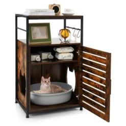 Costway Cat Litter Box Enclosure With Louvered Door& 3-Tier Shelf Cat House Side Table 19 Costway Cat Litter Box Enclosure With Louvered Door& 3-Tier Shelf Cat House Side Table -PawHut Sales Store GUEST 5b1c6e14 8732 4a14 9465 ac33f2bf6ad6