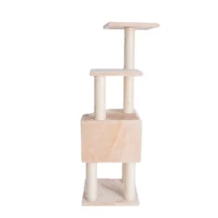 GleePet GP78480321 48-Inch Real Wood Cat Tree In Beige With Perch And Playhouse -PawHut Sales Store GUEST 5bf2332b e639 474f bdb2 4fae49165699