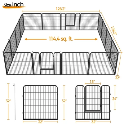 Yaheetech Heavy Duty 16 Panel Pet Playpen Dog Exercise Pen Black 3 Yaheetech Heavy Duty 16 Panel Pet Playpen Dog Exercise Pen Black - Image 3