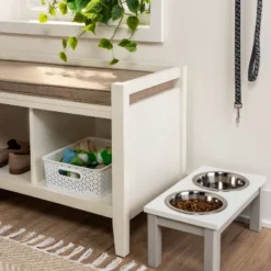 Traditional Short Elevated Dual Tone Dog Bowl With Sour Cream Top - Off-White - Boots & Barkleyâ„¢