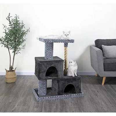 Go Pet Club 37" Sequoia Cat Tree House With Jungle Rope LP-851 - Gray/Black 1 Go Pet Club 37" Sequoia Cat Tree House With Jungle Rope LP-851 - Gray/Black