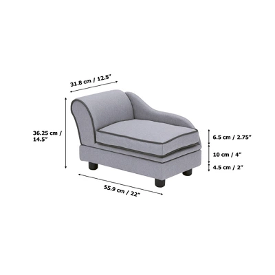 Teamson Pets Luxurious Upholstered Ivan Chaise Lounge Sofa Dog Bed With Removable Cushion And Underneath Storage For Cats & Extra-Small Dogs, Gray 2 Teamson Pets Luxurious Upholstered Ivan Chaise Lounge Sofa Dog Bed With Removable Cushion And Underneath Storage For Cats & Extra-Small Dogs, Gray - Image 2