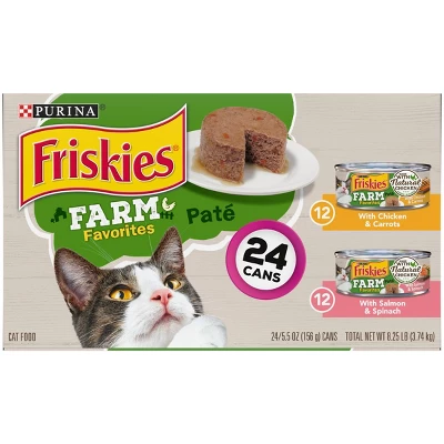 Purina Friskies Paté Wet Cat Food Farm Favorites With Chicken & Salmon - 5.5oz/24ct Variety Pack 1 Purina Friskies Paté Wet Cat Food Farm Favorites With Chicken & Salmon - 5.5oz/24ct Variety Pack