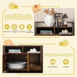 Tangkula Large Litter Box Enclosure Cat Wooden Storage Cabinet With 2 Doors Coffee 11 Tangkula Large Litter Box Enclosure Cat Wooden Storage Cabinet With 2 Doors Coffee -PawHut Sales Store GUEST 62f230d2 db06 46ad 9ed5 346ad305fc1f