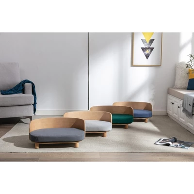 Corgi 26" Wide Small Dog Bed With Removable Cover,Velvet Cushion With Solid Wood Legs And Bent Wood Back-The Pop Maison 3 Corgi 26" Wide Small Dog Bed With Removable Cover,Velvet Cushion With Solid Wood Legs And Bent Wood Back-The Pop Maison - Image 3