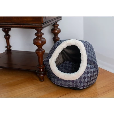 Armarkat Cuddle Cave Cat Bed C44 For Cats & Puppy Dogs, Blue Checkered 2 Armarkat Cuddle Cave Cat Bed C44 For Cats & Puppy Dogs, Blue Checkered - Image 2