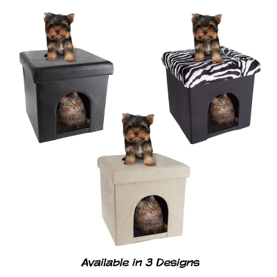 Pet Adobe Multipurpose Collapsible Pet House Ottoman With Cushion Top - 15" X 15", Tan 1 Pet Adobe Multipurpose Collapsible Pet House Ottoman With Cushion Top - 15" X 15", Tan
