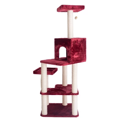 Armarkat Real Wood Cat Tower, Ultra Thick Faux Fur Covered Cat Condo House A6902B, Burgundy; 8 Armarkat Real Wood Cat Tower, Ultra Thick Faux Fur Covered Cat Condo House A6902B, Burgundy; - Image 8