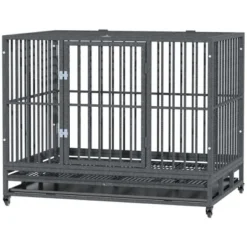 PawHut Heavy Duty Dog Crate Dog Cage Kennel With Lockable Wheels, Double Door And Removable Tray, Grey 11 PawHut Heavy Duty Dog Crate Dog Cage Kennel With Lockable Wheels, Double Door And Removable Tray, Grey -PawHut Sales Store GUEST 6c746ab3 cf73 4d07 819b f0eca9dfd37a