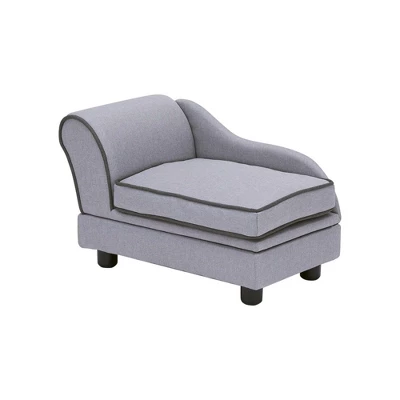 Teamson Pets Luxurious Upholstered Ivan Chaise Lounge Sofa Dog Bed With Removable Cushion And Underneath Storage For Cats & Extra-Small Dogs, Gray 3 Teamson Pets Luxurious Upholstered Ivan Chaise Lounge Sofa Dog Bed With Removable Cushion And Underneath Storage For Cats & Extra-Small Dogs, Gray - Image 3
