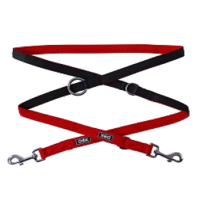 DDOXX 6.6 Ft 3-Way Adjustable Airmesh Extra Small Dog Leash - Red 2 DDOXX 6.6 Ft 3-Way Adjustable Airmesh Extra Small Dog Leash - Red - Image 2