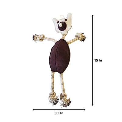 American Pet Supplies 15-Inch Eco-friendly Tug Bear Jute And Leather Dog Toy 2 American Pet Supplies 15-Inch Eco-friendly Tug Bear Jute And Leather Dog Toy - Image 2