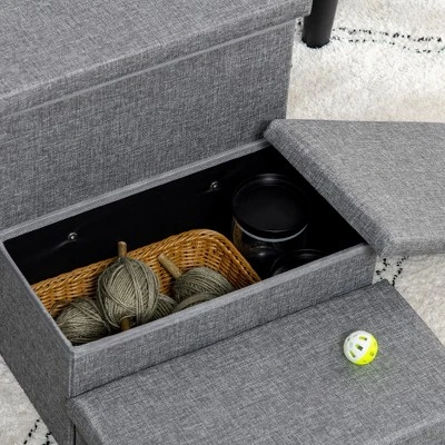 PawHut 3-StepsPet Stairs With Storage, Dog Steps For Couch, Bed, Pet Steps For Injured Pet, Older Pets, Small Cats, Gray 4 PawHut 3-StepsPet Stairs With Storage, Dog Steps For Couch, Bed, Pet Steps For Injured Pet, Older Pets, Small Cats, Gray - Image 4