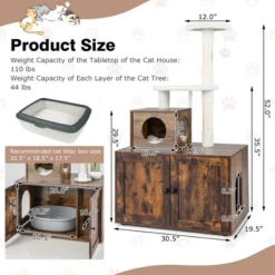 Costway 2-in-1 Wooden Litter Box Enclosure With Cat Tree Hidden Washroom Furniture -PawHut Sales Store GUEST 6ef36f8e 1613 4ff5 bd02 1f1efcec7ee1