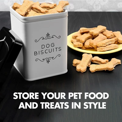 Amici Pet Sparky Dog Biscuits Metal Storage Canister, 36 Oz. , White & Black 5 Amici Pet Sparky Dog Biscuits Metal Storage Canister, 36 Oz. , White & Black - Image 5