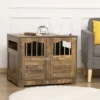 PawHut Wooden Dog Crate, End Table Furniture With Lockable Door, Small & Medium Size Pet Crate Indoor Puppy Cage, Brown
