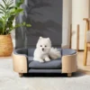 Bulldog 26.4" Width Small Dog Beds With Removable Washable Cover, Velvet Cushion With Solid Wood Legs And Bent Wood Back-The Pop Maison