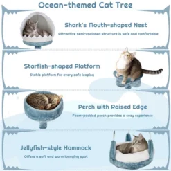 Yaheetech 45.5"Tall Multi-Level Ocean-themed Cat Tree, Blue / White Blue 8 Yaheetech 45.5"Tall Multi-Level Ocean-themed Cat Tree, Blue / White Blue -PawHut Sales Store GUEST 7347eab3 fc8a 41ba be7c 8190b1f3246b