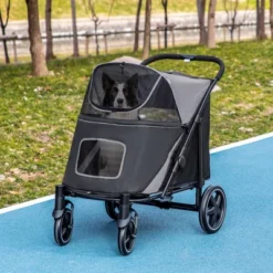 PawHut One-Click Foldable Large Doggy Stroller For Medium Dogs & Large Dogs, Pet Stroller With Storage, Dog Accessories, Dog Walking Stroller