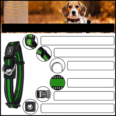 DDOXX Reflective Airmesh Dog Collar - Small - Green 1 DDOXX Reflective Airmesh Dog Collar - Small - Green